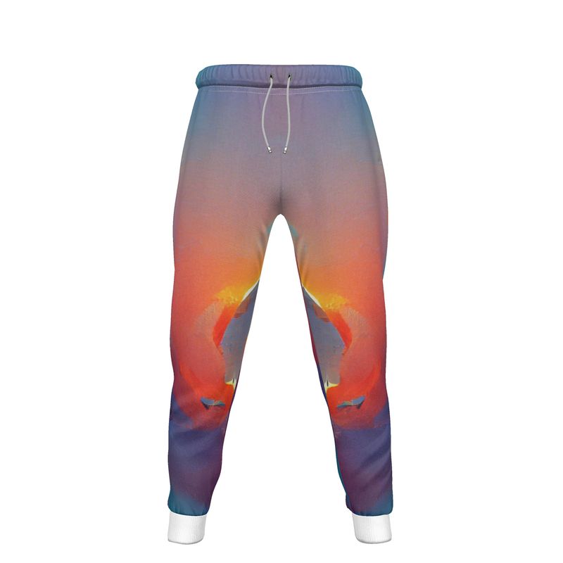 Optimistic - Blue and Orange Lined Side Pockets, Slim Fit Leg With Elastic Waist, Stylish Men's Jogging Bottoms