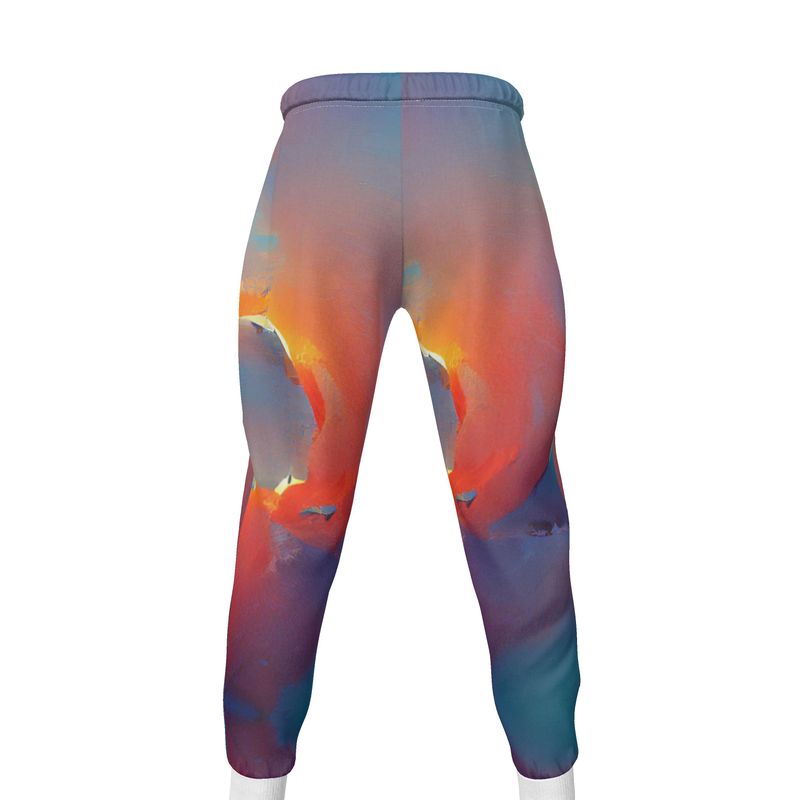 Optimistic - Blue and Orange Lined Side Pockets, Slim Fit Leg With Elastic Waist, Stylish Men's Jogging Bottoms