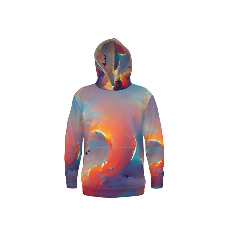 Optimistic - Blue and Orange Unisex Pullover Or Zipper, Relaxed Fit, Cut & Sewn Hoodie