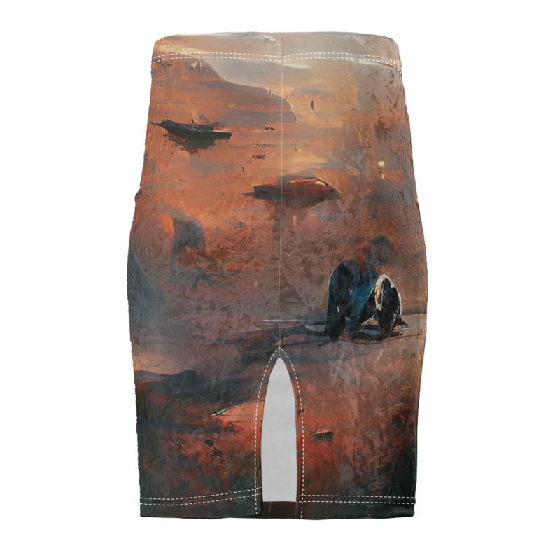 Lonely - Beige & Orange Chose Top Stitch Thread Colour Pencil Skirt