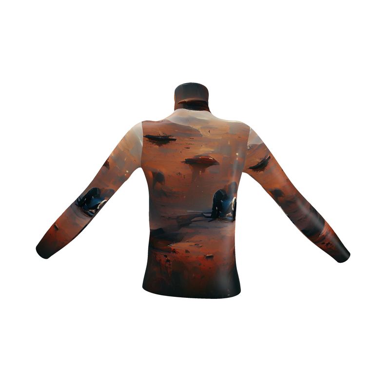 Lonely - Beige & Orange Long Sleeves, Men's Slim Fit Roll Neck