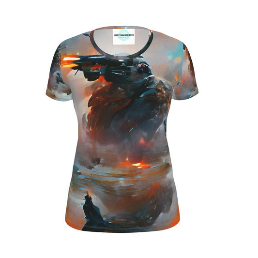 Fury - Red, Orange & Dark Blue Soft, Durable Fabric, Flattering Women's T-Shirt