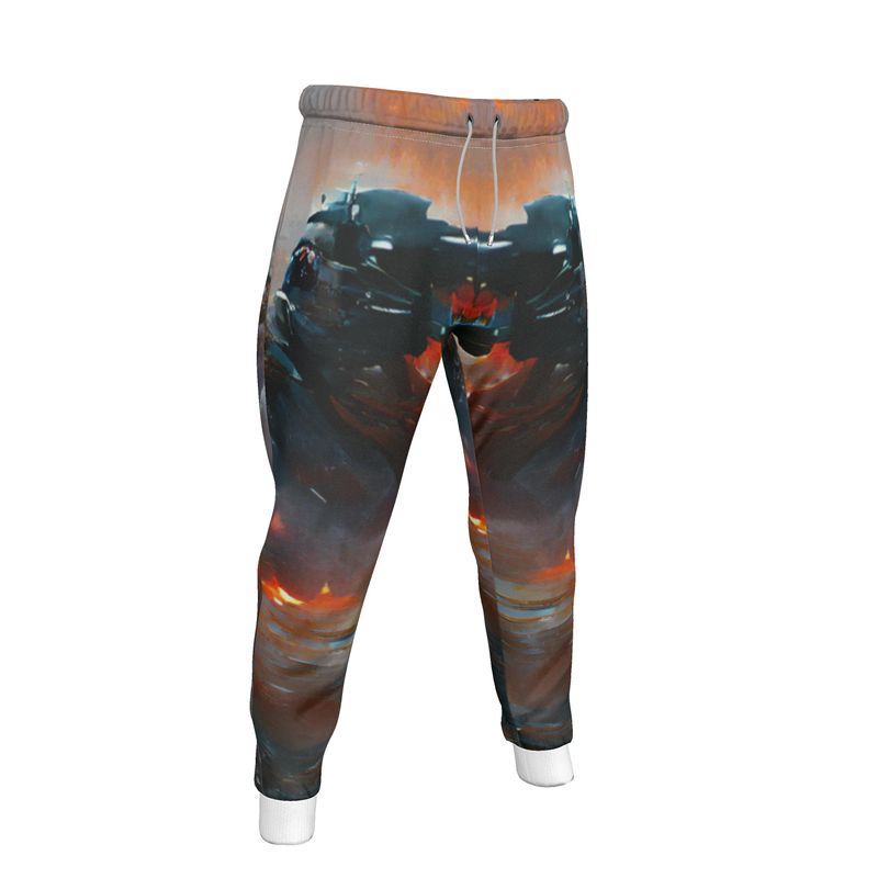 Fury - Red, Orange & Dark Blue Lined Side Pockets, Slim Fit Leg With Elastic Waist, Stylish Men's Jogging Bottoms