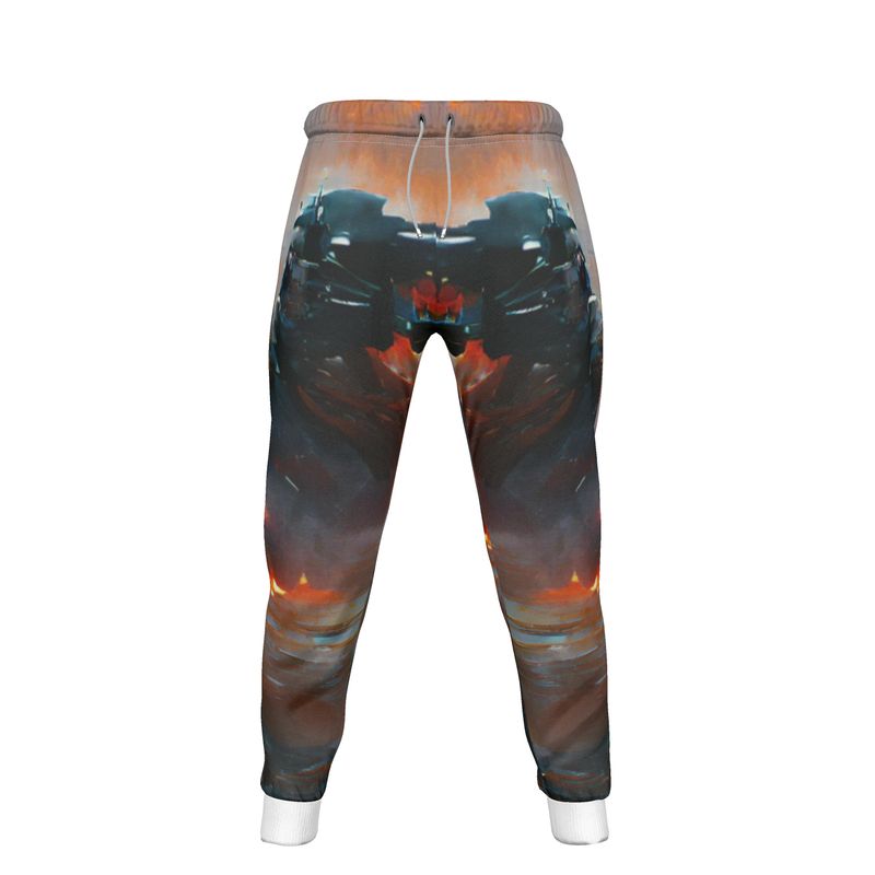 Fury - Red, Orange & Dark Blue Lined Side Pockets, Slim Fit Leg With Elastic Waist, Stylish Men's Jogging Bottoms