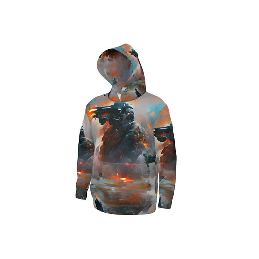 Fury - Red, Orange & Dark Blue Unisex Pullover Or Zipper, Relaxed Fit, Cut & Sewn Hoodie