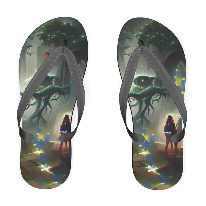 Enchanted - Brownie Reddish Plastic Straps, Covered With Poly-Satin, Sturdy Foam Base Flip Flops