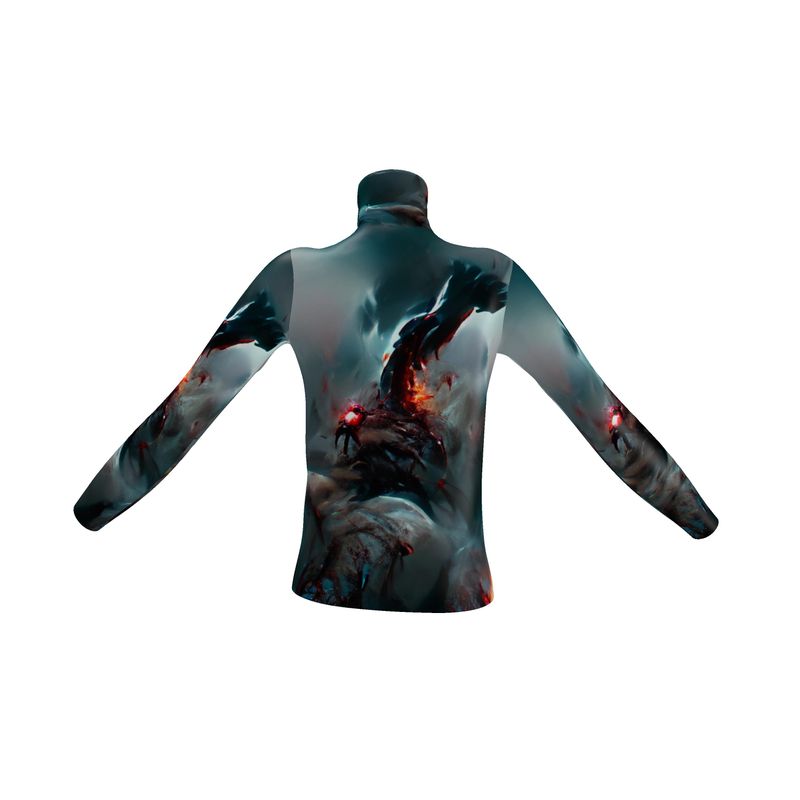 Wrath - Dark Blue, Orange & Red Long Sleeves, Men's Slim Fit Roll Neck