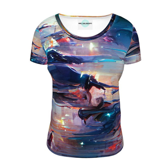 Pensiveness - Multi Coloured Soft And Durable Fabric, Flattering, Relaxed Shape, Ladies Scoop Neck T-Shirt
