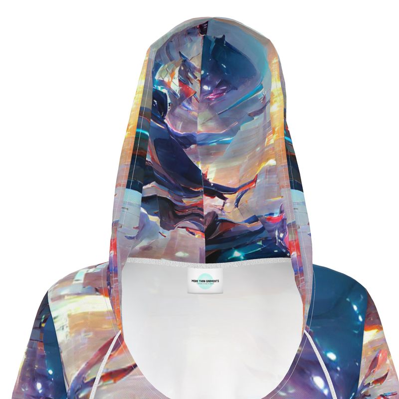 Pensiveness - Multi Coloured Kangaroo Front Pocket, Mini Dress With Long Sleeves, Hooded Dress With Drawstring, Rox Sports Or Ponte Jersey Hoodie Dress