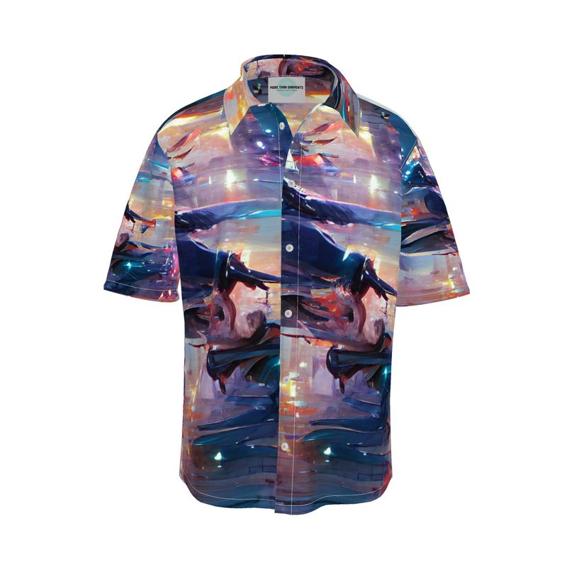 Pensiveness - Multi Coloured Short Sleeve Button Up, Mother Of Pearl Buttons, Breathable Fabric, Men's Short Sleeve Shirt