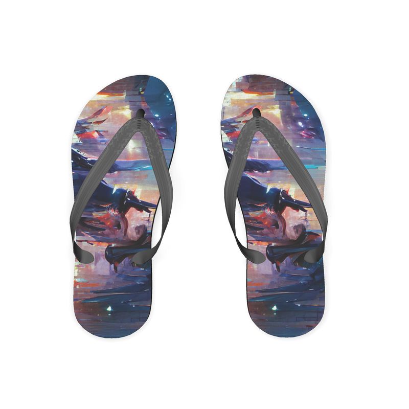 Pensiveness - Multi Coloured Plastic Straps, Covered With Poly-Satin, Sturdy Foam Base Flip Flops