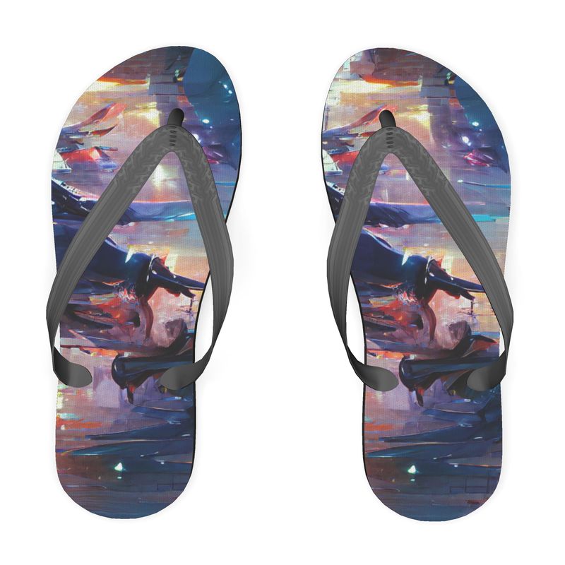 Pensiveness - Multi Coloured Plastic Straps, Covered With Poly-Satin, Sturdy Foam Base Flip Flops