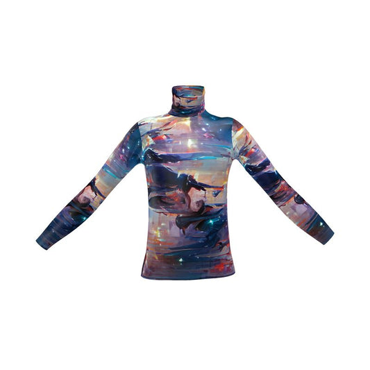 Pensiveness - Multi Coloured Long Sleeves, Men's Slim Fit Roll Neck