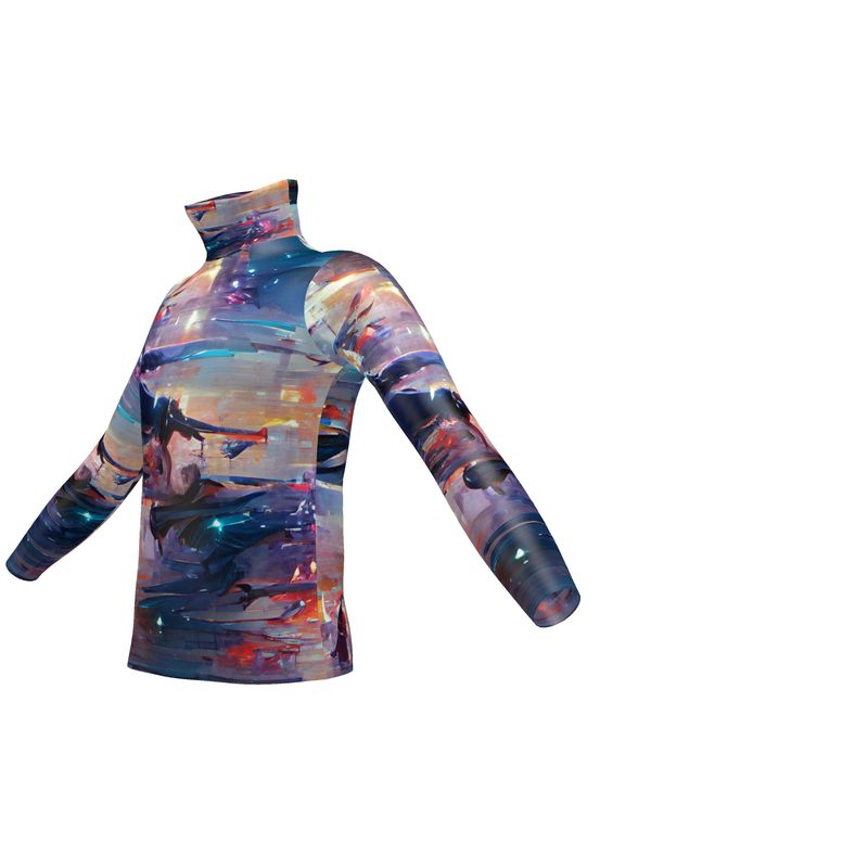 Pensiveness - Multi Coloured Long Sleeves, Men's Slim Fit Roll Neck