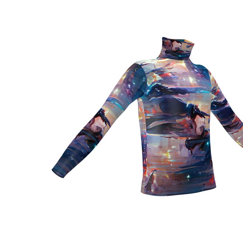 Pensiveness - Multi Coloured Long Sleeves, Men's Slim Fit Roll Neck