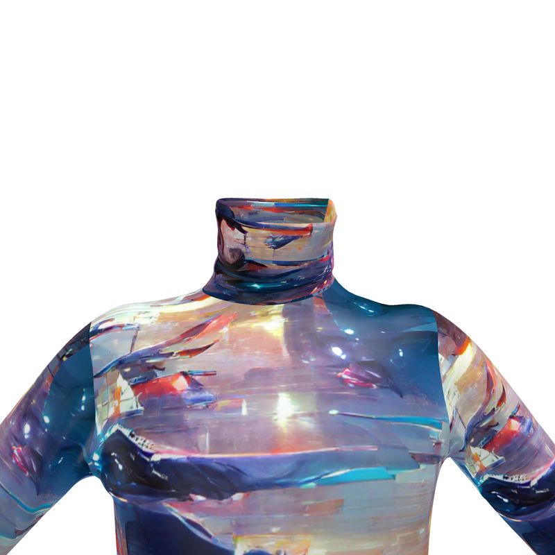 Pensiveness - Multi Coloured Long Sleeves, Men's Slim Fit Roll Neck