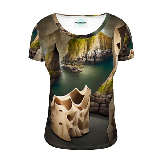 Monumental Cavern - Brown Soft And Durable Fabric, Flattering, Relaxed Shape, Ladies Scoop Neck T-Shirt
