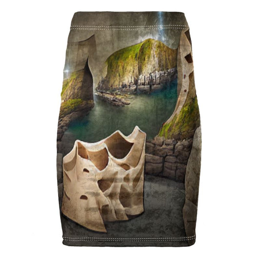 Monumental Cavern - Brown Chose Top Stitch Thread Colour Pencil Skirt