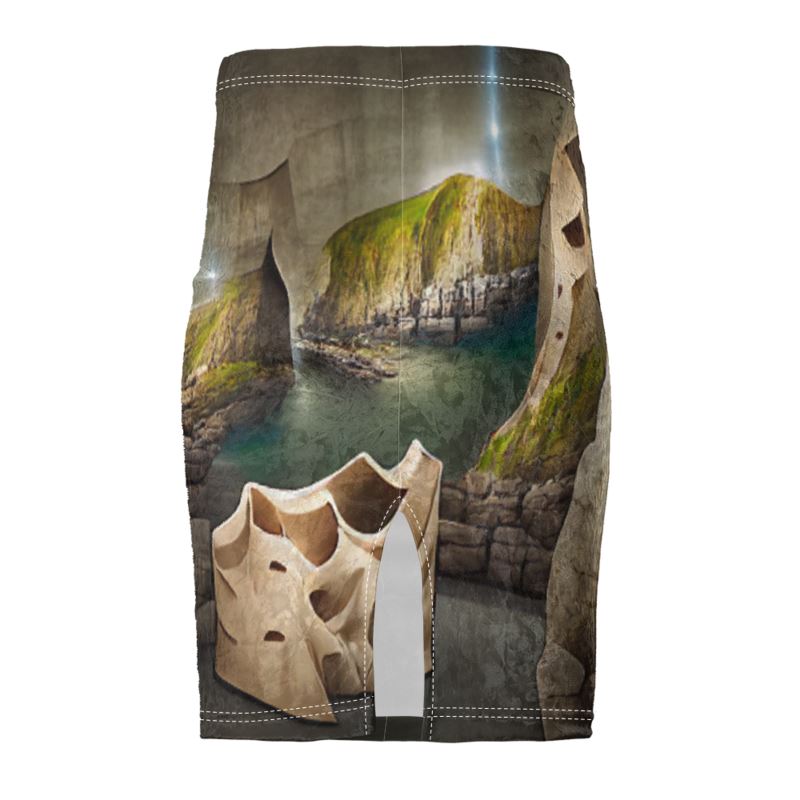 Monumental Cavern - Brown Chose Top Stitch Thread Colour Pencil Skirt