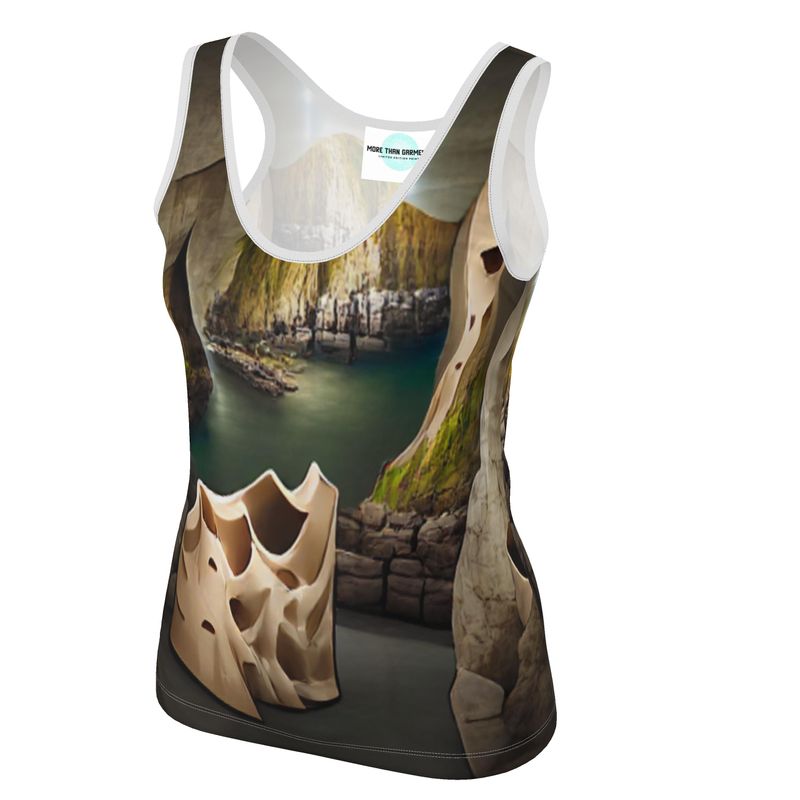 Monumental Cavern - Brown Scoop Neck, Higher At The Back Ladies Vest Top