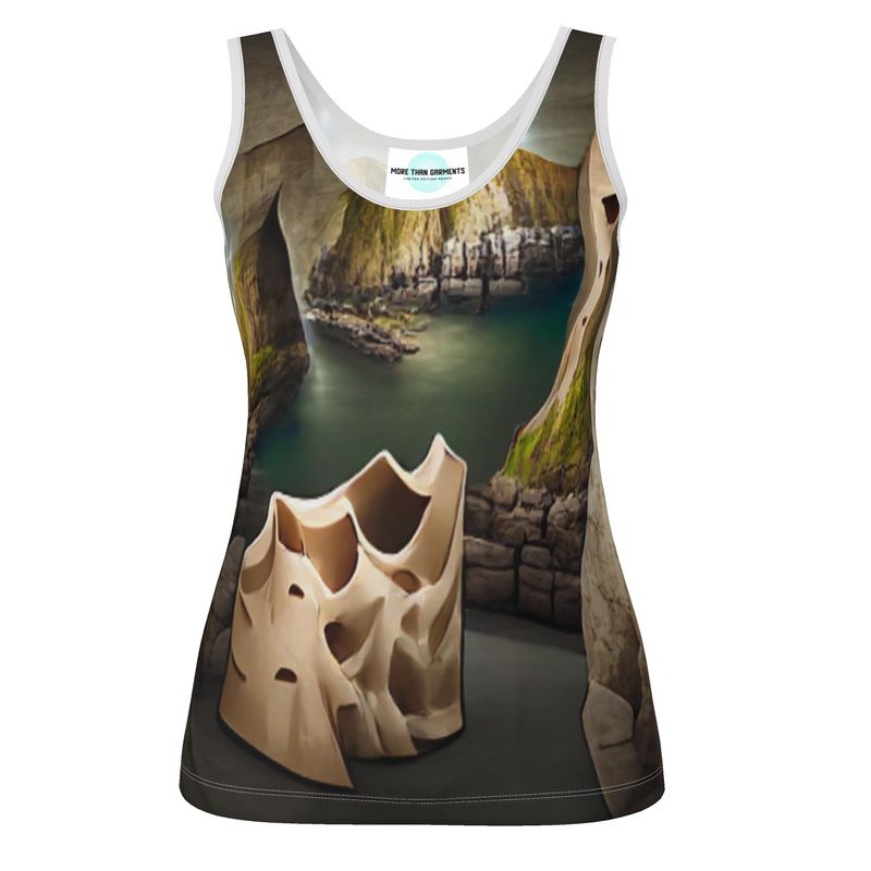 Monumental Cavern - Brown Scoop Neck, Higher At The Back Ladies Vest Top