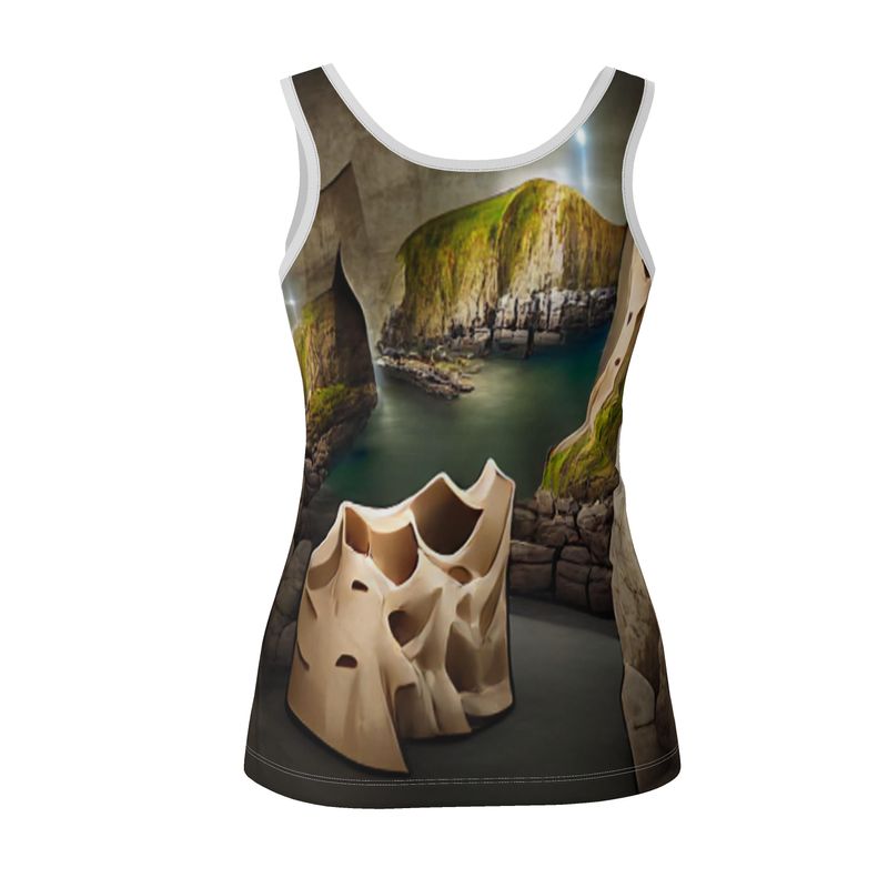 Monumental Cavern - Brown Scoop Neck, Higher At The Back Ladies Vest Top