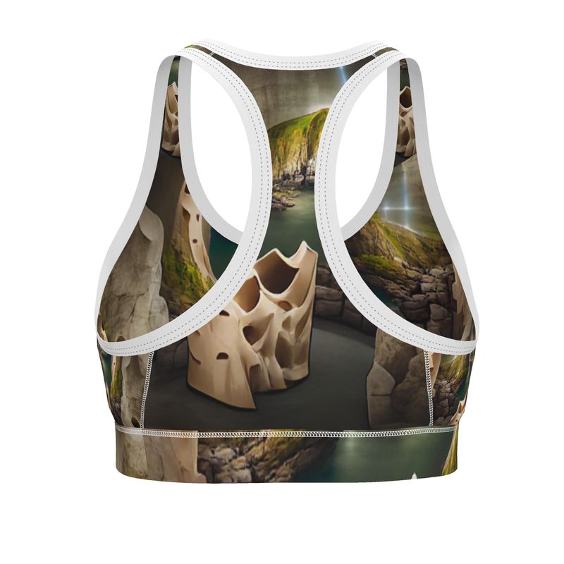 Monumental Cavern - Brown Binding And Elastic, Light Support For Low-Impact Exercise, Flex Sport Lycra Fabric Sports Bra