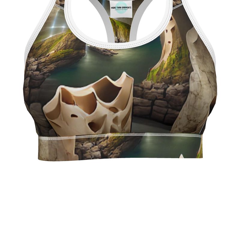 Monumental Cavern - Brown Binding And Elastic, Light Support For Low-Impact Exercise, Flex Sport Lycra Fabric Sports Bra