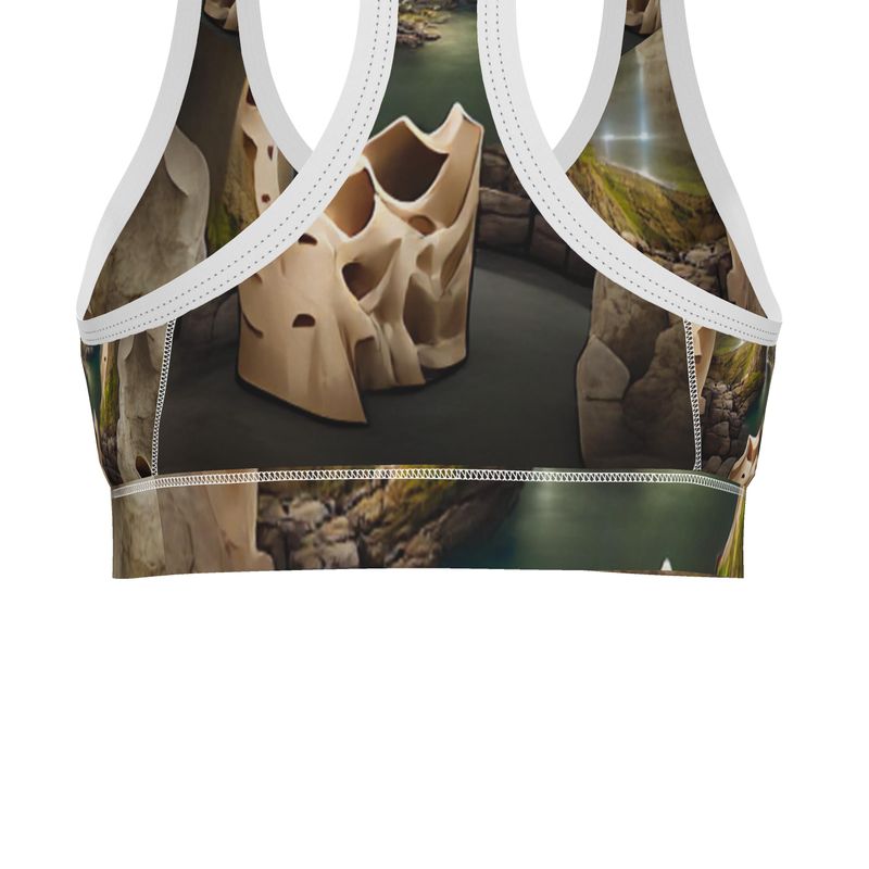 Monumental Cavern - Brown Binding And Elastic, Light Support For Low-Impact Exercise, Flex Sport Lycra Fabric Sports Bra