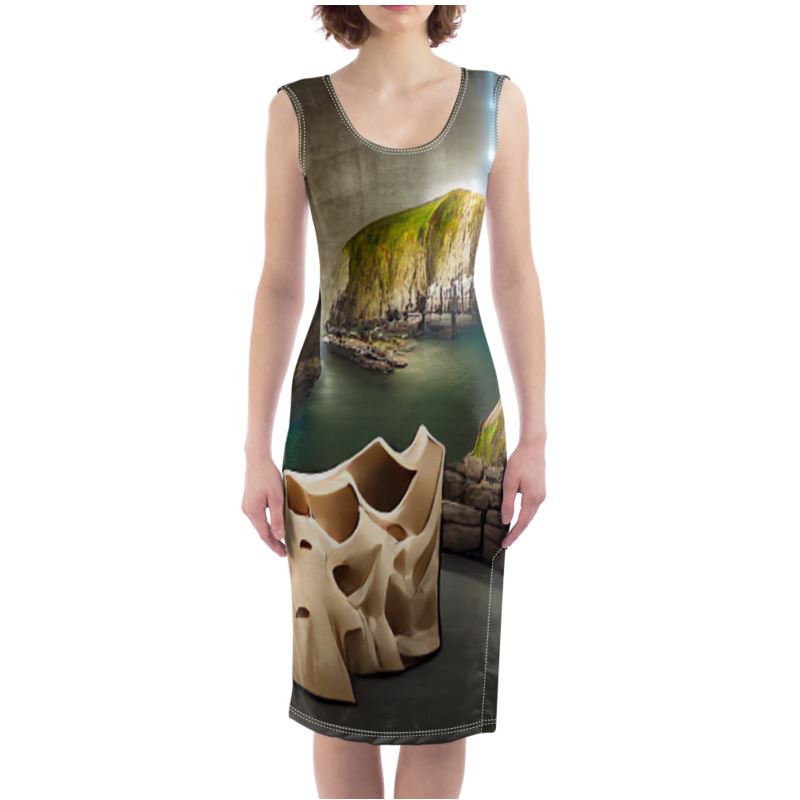 Monumental Cavern - Brown Silky, Slim Fit Split Leg Bodycon Dress