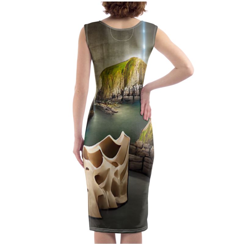 Monumental Cavern - Brown Silky, Slim Fit Split Leg Bodycon Dress