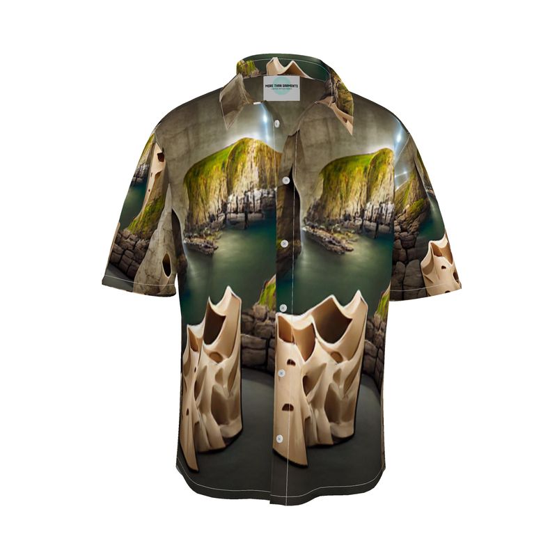 Monumental Cavern - Brown Short Sleeve Button Up, Mother Of Pearl Buttons, Breathable Fabric, Men's Short Sleeve Shirt