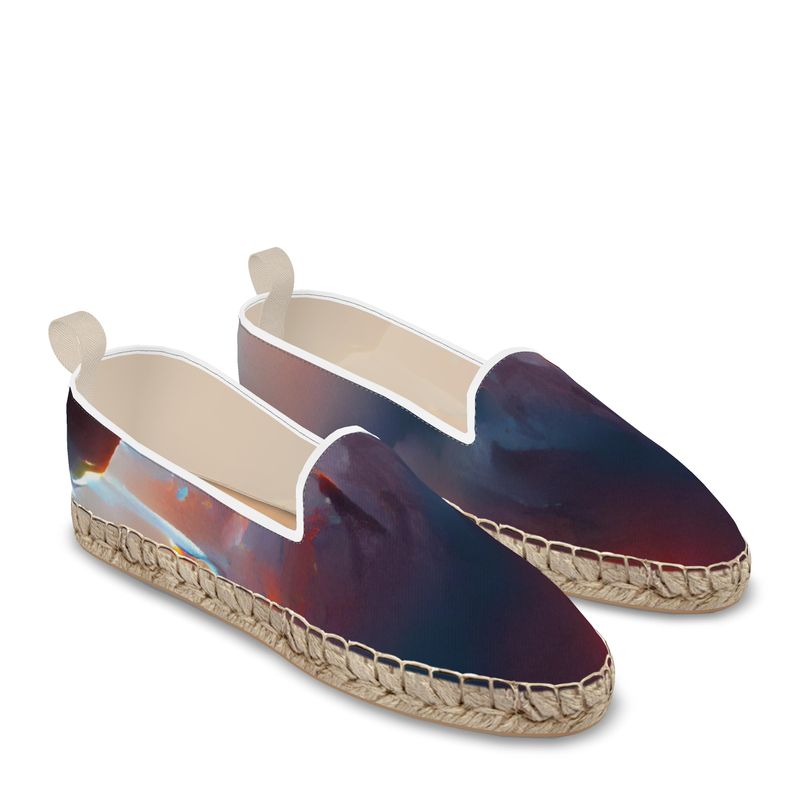 Worthy - Purple & Red Fabric Or Jute Innersole, Flat Shoe, Rubberised Hard Wearing Sole, Loafer Espadrilles