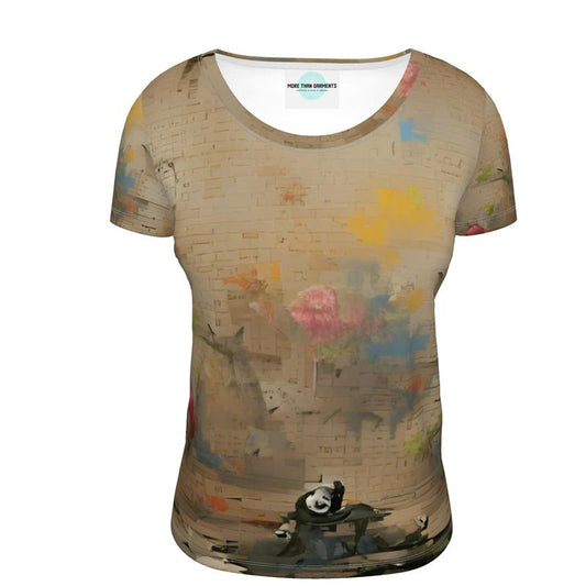 Overwhelmed - Beige Soft And Durable Fabric, Flattering, Relaxed Shape, Ladies Scoop Neck T-Shirt