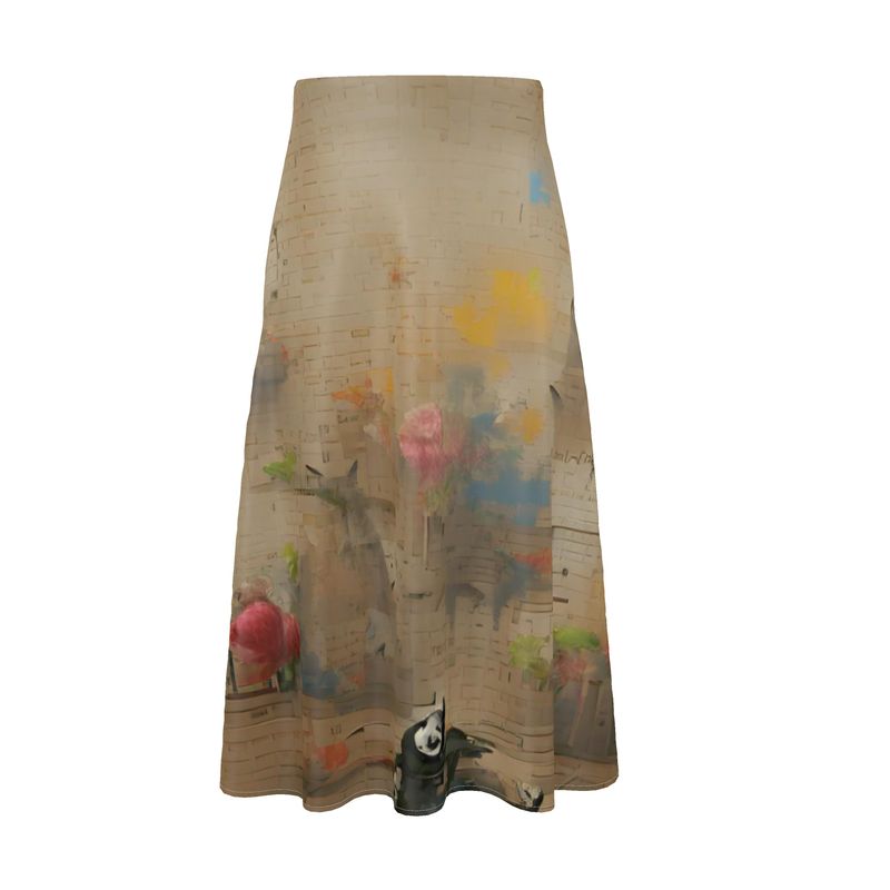 Overwhelmed - Beige Elasticated Waist, High Rise, A-line Shape, Luxurious Feel Premium Quality Midi Skirt