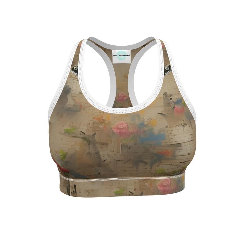 Overwhelmed - Beige Binding And Elastic, Light Support For Low-Impact Exercise, Flex Sport Lycra Fabric Sports Bra