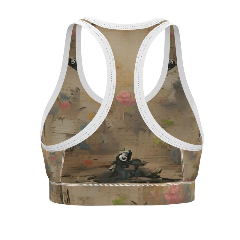 Overwhelmed - Beige Binding And Elastic, Light Support For Low-Impact Exercise, Flex Sport Lycra Fabric Sports Bra