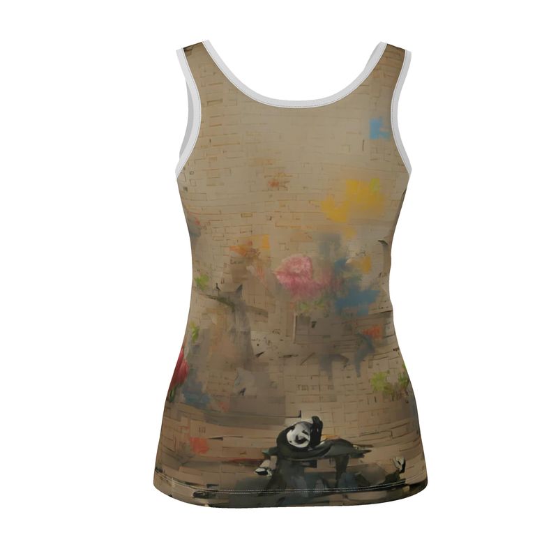 Overwhelmed - Beige Scoop Neck, Higher At The Back Ladies Vest Top