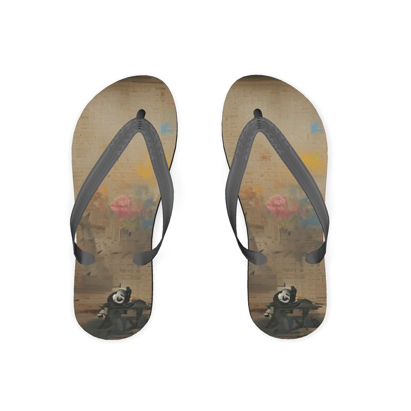 Overwhelmed - Beige Plastic Straps, Covered With Poly-Satin, Sturdy Foam Base Flip Flops