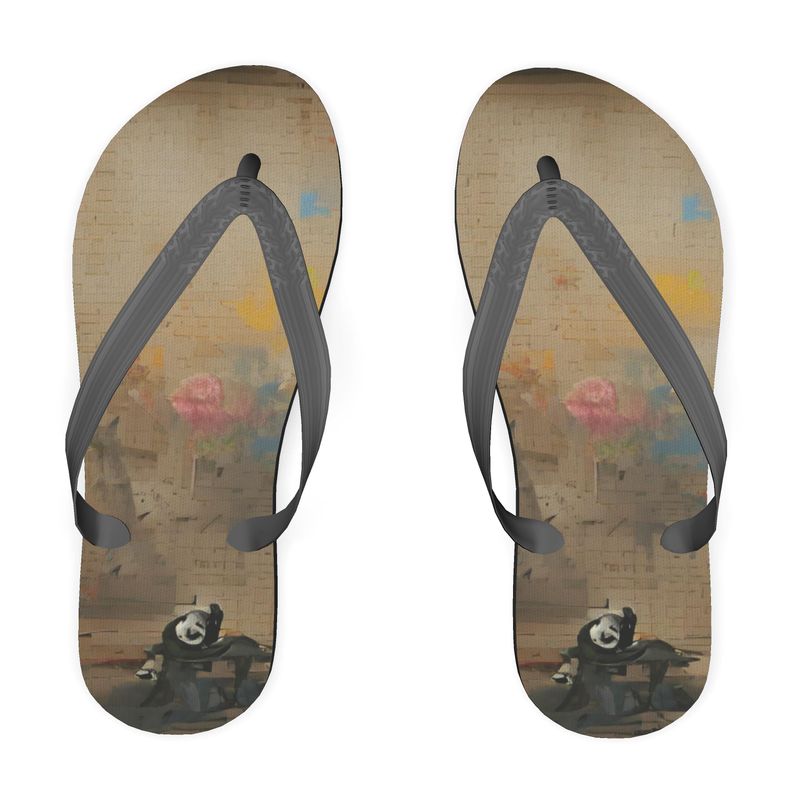 Overwhelmed - Beige Plastic Straps, Covered With Poly-Satin, Sturdy Foam Base Flip Flops