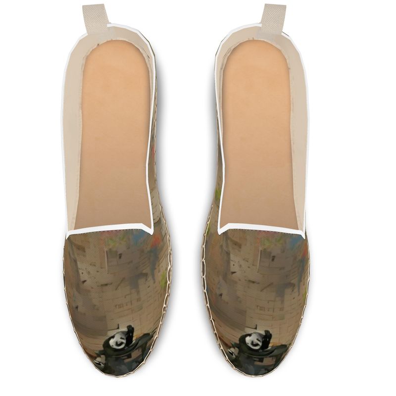 Overwhelmed - Beige Fabric Or Jute Innersole, Flat Shoe, Rubberised Hard Wearing Sole, Loafer Espadrilles