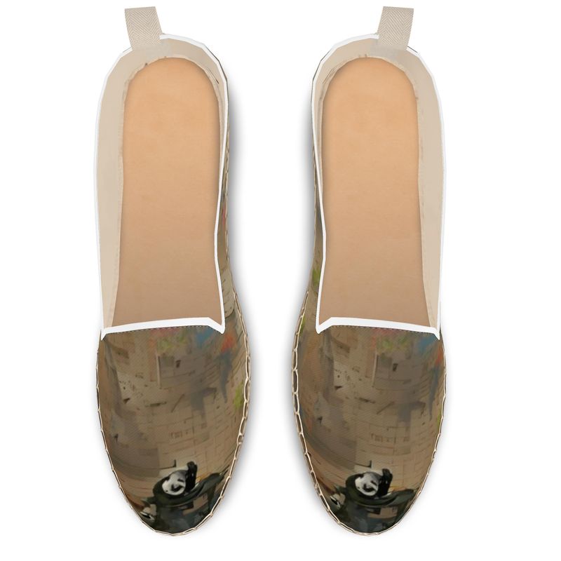 Overwhelmed - Beige Fabric Or Jute Innersole, Flat Shoe, Rubberised Hard Wearing Sole, Loafer Espadrilles