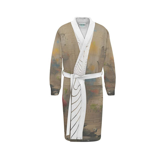 Overwhelmed - Beige Unisex Fire-Rated Fabric Dressing Gown
