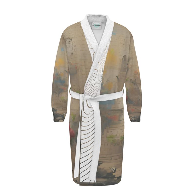 Overwhelmed - Beige Unisex Fire-Rated Fabric Dressing Gown