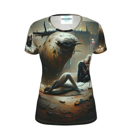 Lonely - Dark Grey & Brown Soft, Durable Fabric, Flattering Women's T-Shirt