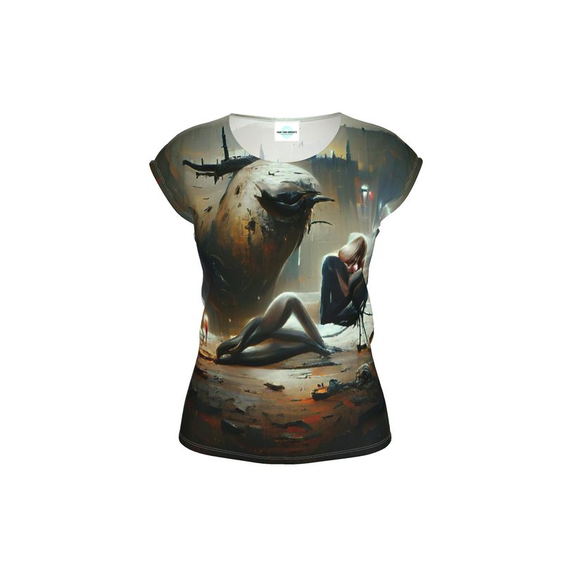 Lonely - Dark Grey & Brown Ideal For Special Occasions, Comfortable Stretchy Fabric, Relaxed Fit, Ladies Loose Fit T-Shirt