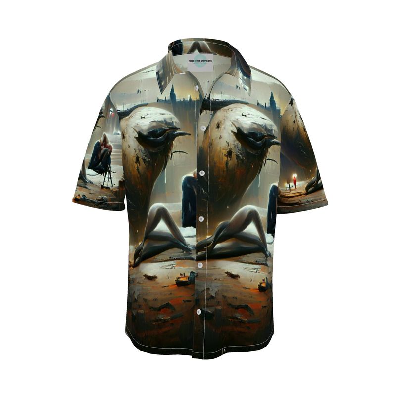 Lonely - Dark Grey & Brown Short Sleeve Button Up, Mother Of Pearl Buttons, Breathable Fabric, Men's Short Sleeve Shirt