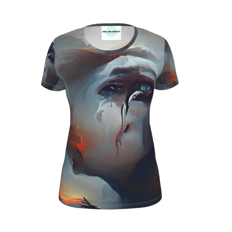 Sorrow - Light Blue, Red and Grey Soft, Durable Fabric, Flattering Women's T-Shirt