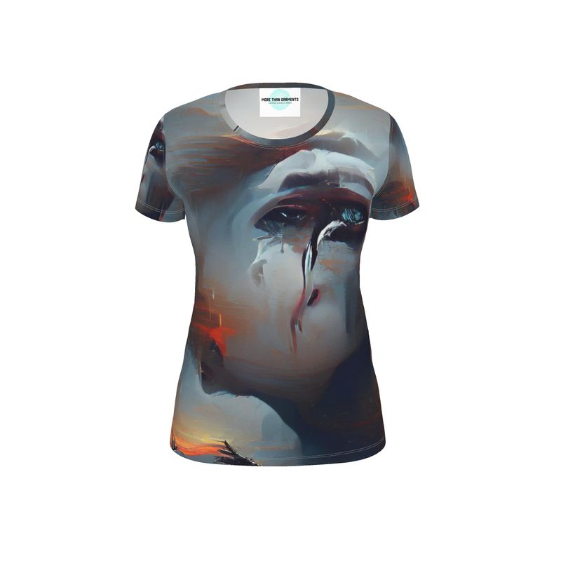 Sorrow - Light Blue, Red and Grey Soft, Durable Fabric, Flattering Women's T-Shirt