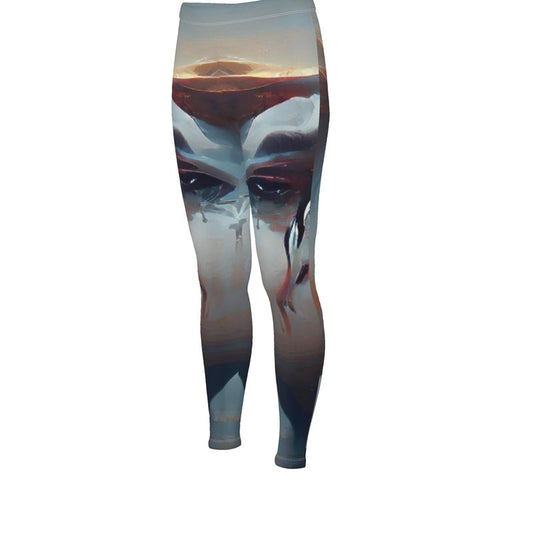 Sorrow - Light Blue, Red and Grey Skin Fit Design, High Waisted For Comfort, Full Length High Waisted Leggings